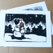 Linoprint Winterkarten