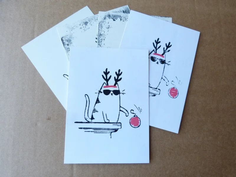 Linoprint Winterkarten