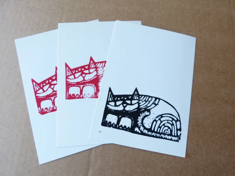 Linoprint Tiere