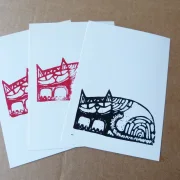 Linoprint Tiere